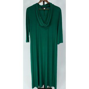 C & C Studio Ladies Womens Green 3/4 Sleeve Cowl Neck Midi Dress Sz Medium/8-10